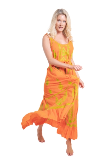 Atzaro Dress Tangerine-Lime