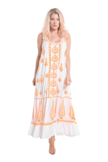 Atzaro Dress White-Tangerine