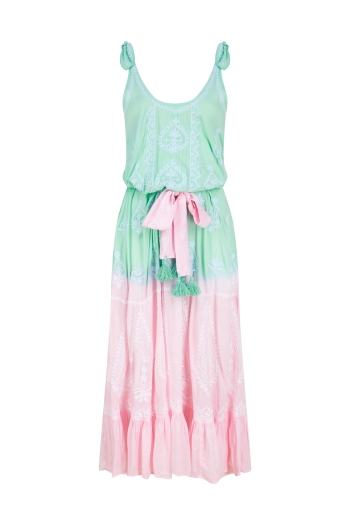 Atzaro Maxi Dress Aqua-Pink Ombre
