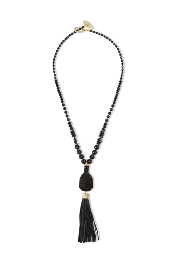 Cinder Black Tassel Necklace