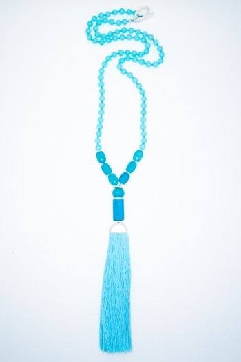Calida Aqua Tassel Necklace