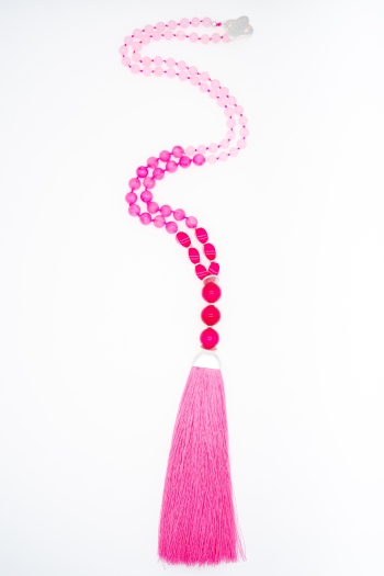 Lacey Pink Tassel Necklace