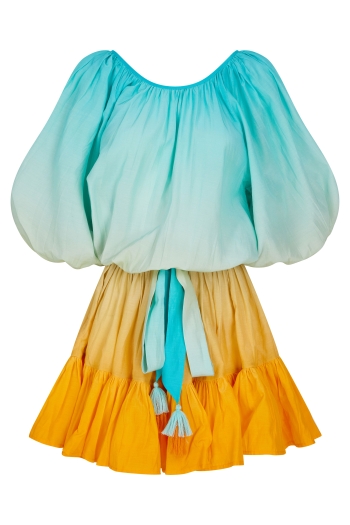 Mulan Mini Dress Aqua-Orange Ombre