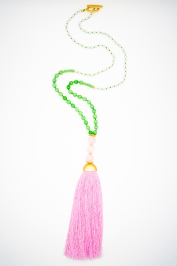 Midori Pink Tassel Necklace