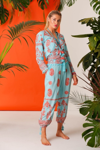 Panther Trousers Aqua-Coral